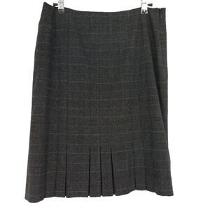 Anne Klein Suit Straight Pencil Skirt Black Gray Glen Plaid Pleated Ruffle